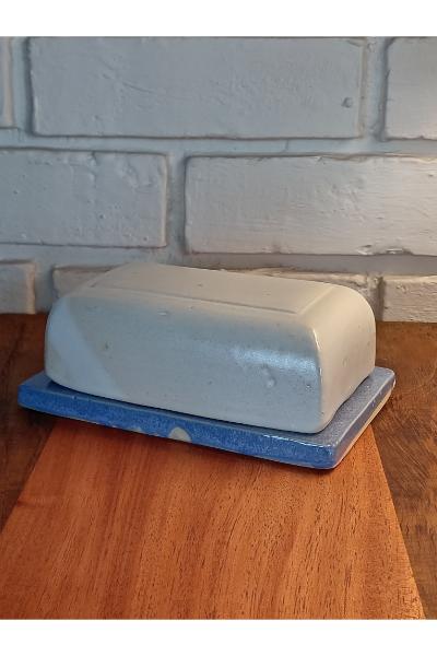 Ceramic Butter dish - White/Blue